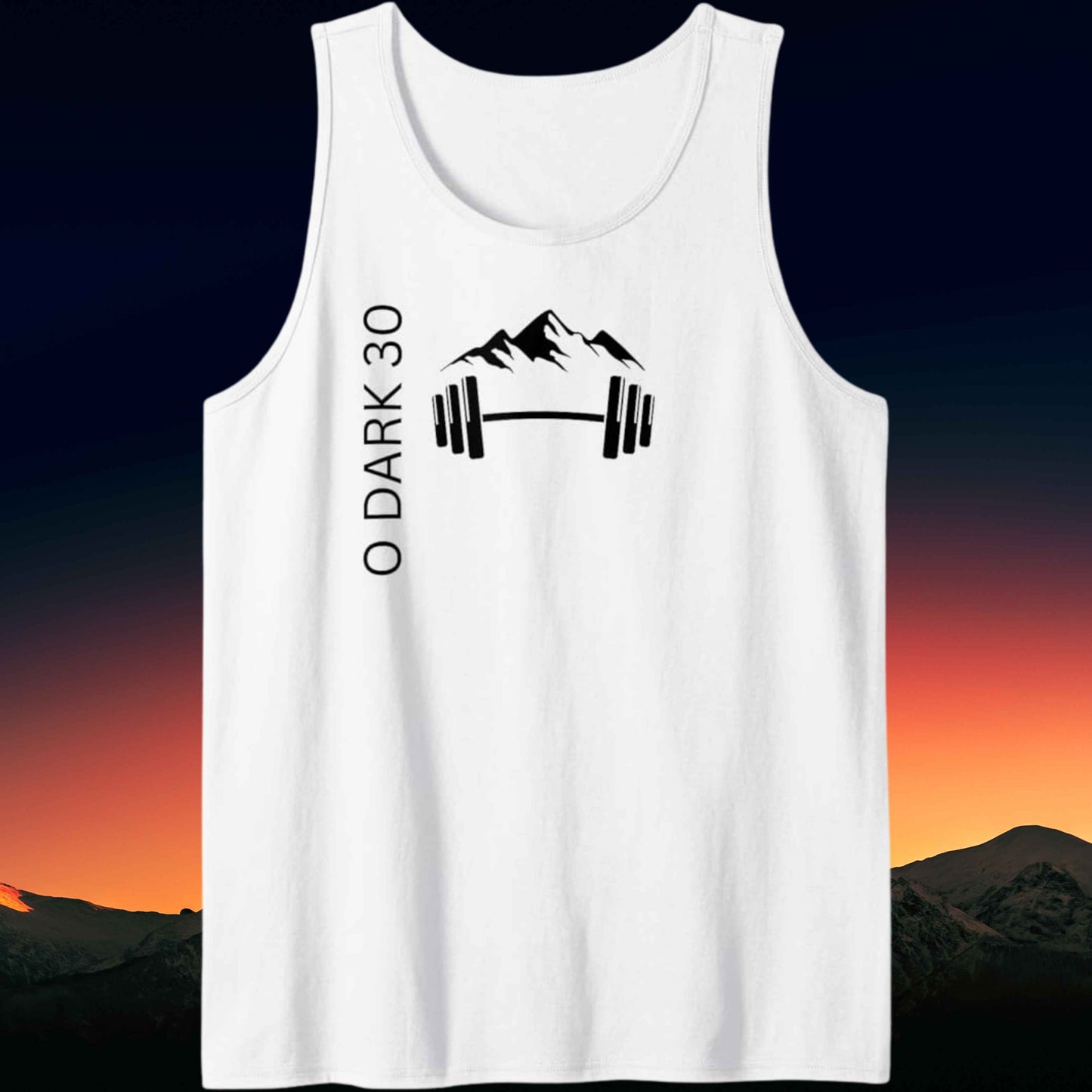 Barbell and Mountain - Tank Top - Black Print