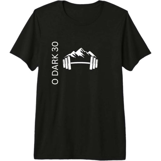 Barbell and Mountain - Premium T-Shirt - White Print