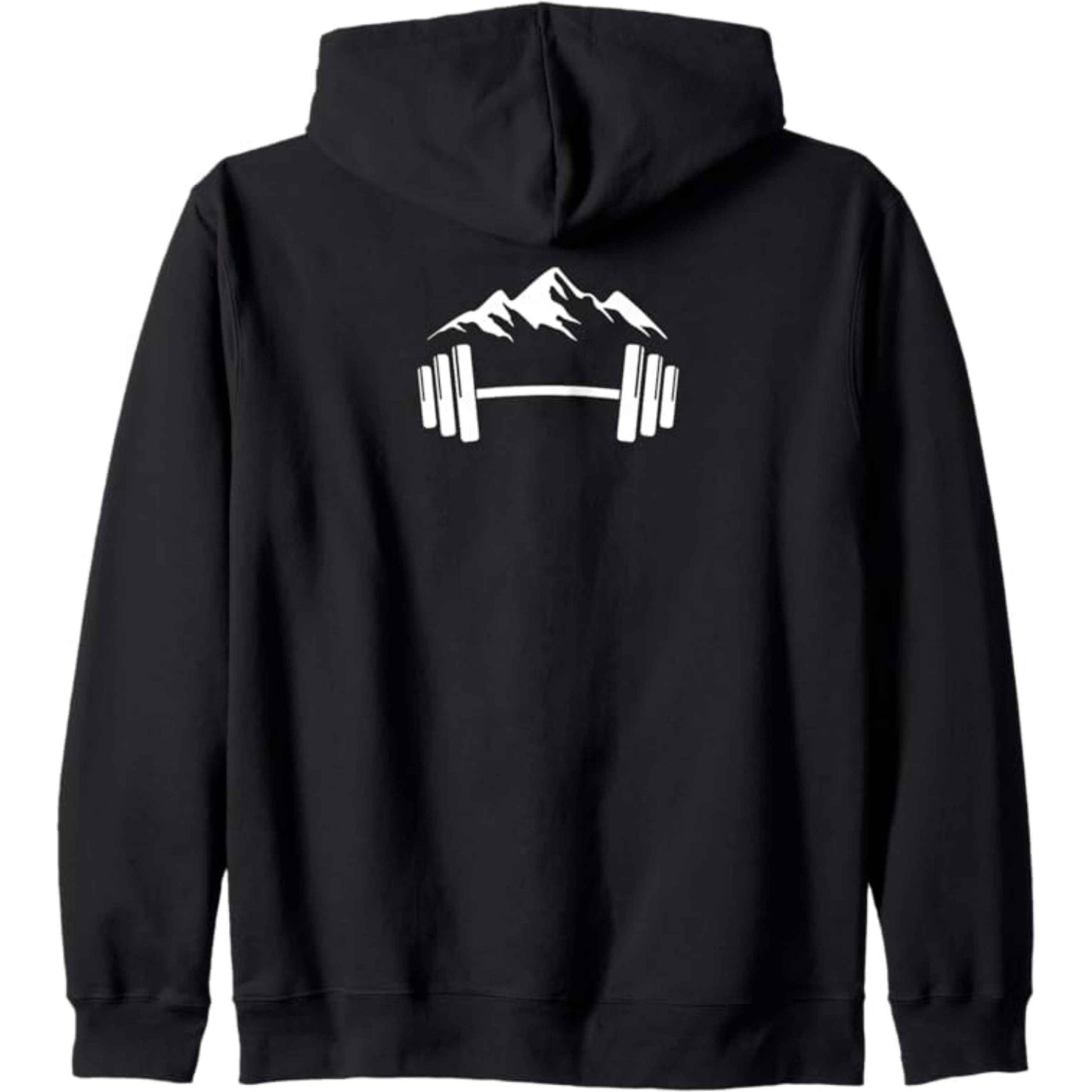 Barbell and Mountain - Zip Hoodie - Black Print